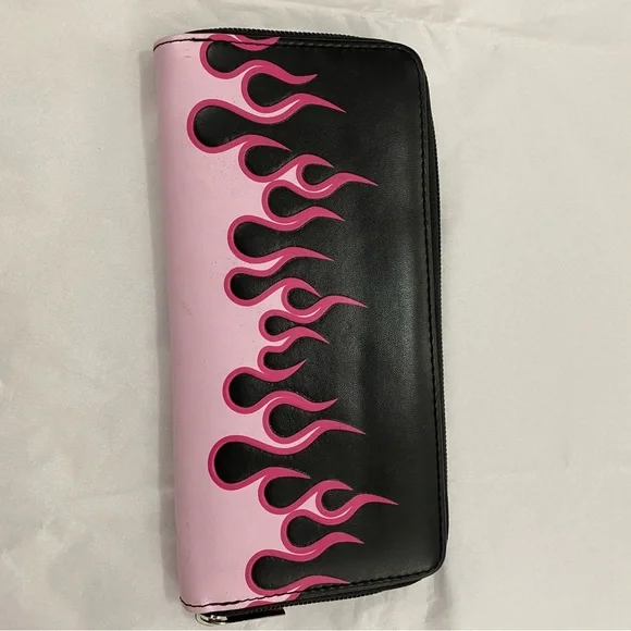 Pink Flames Zip Clutch Women’s Wallet - Picture 3 of 13